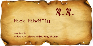 Mick Mihály névjegykártya