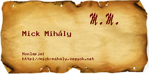 Mick Mihály névjegykártya